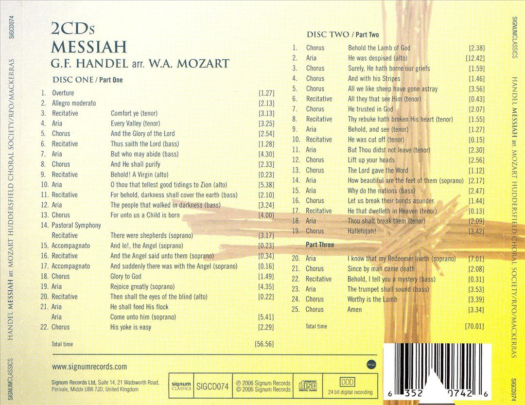 Handel (arr. Mozart): Messiah cover art