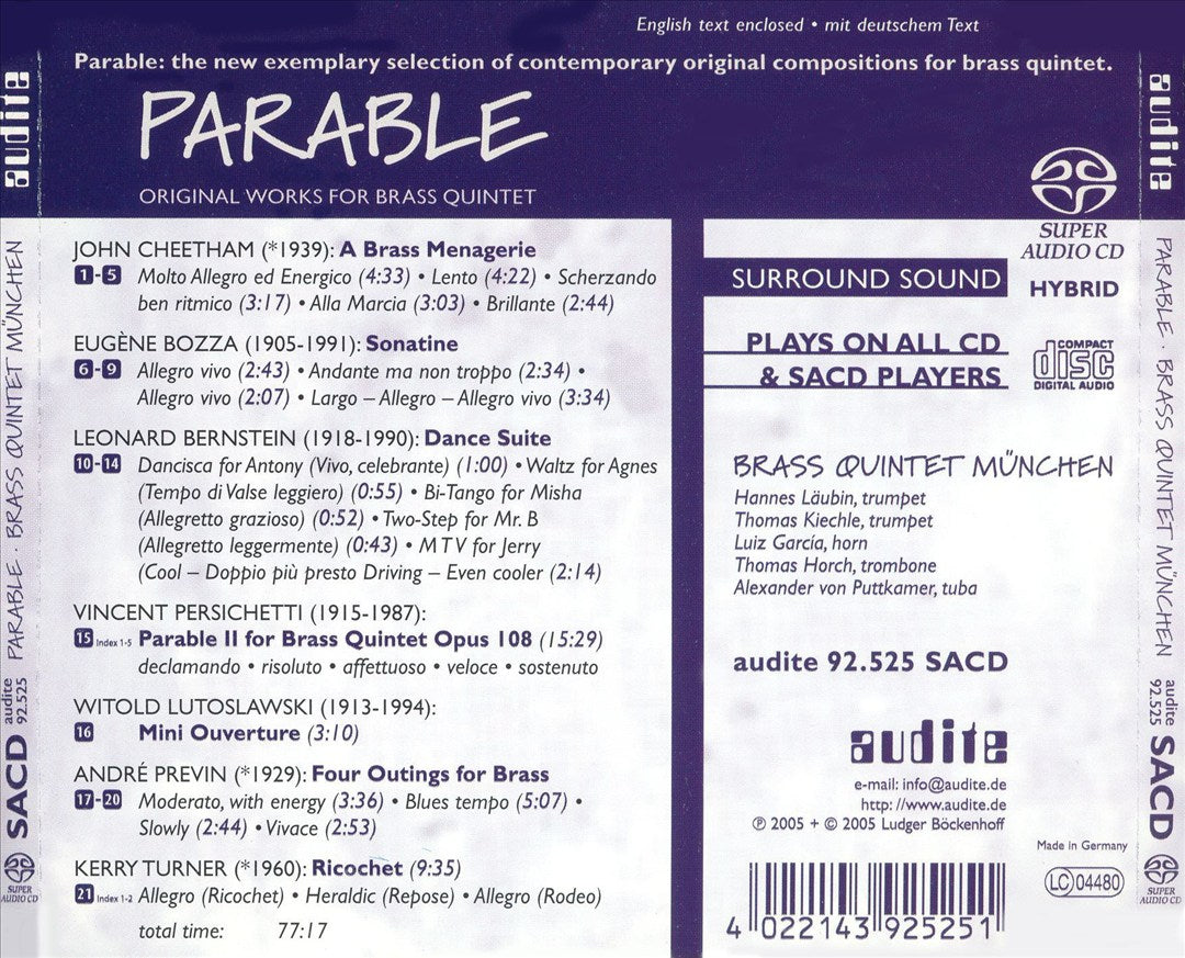 Parable: Original Works for Brass Quintet [Hybrid SACD] cover art
