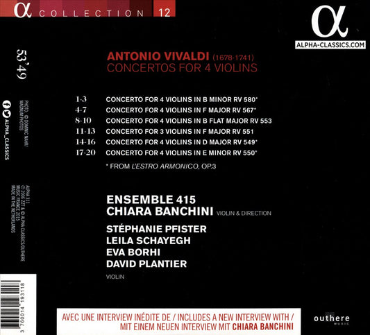 Vivaldi: Concertos for 4 Violins cover art