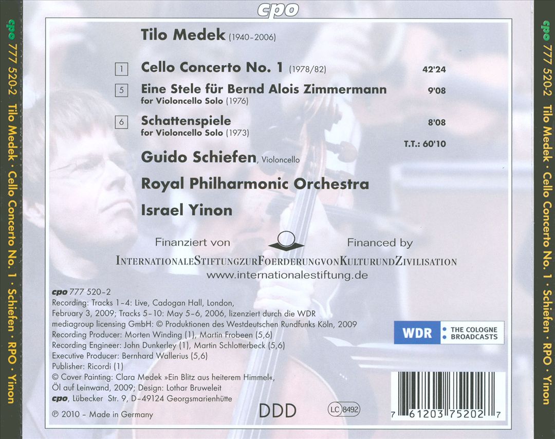 Tilo Medek: Cello Concerto cover art