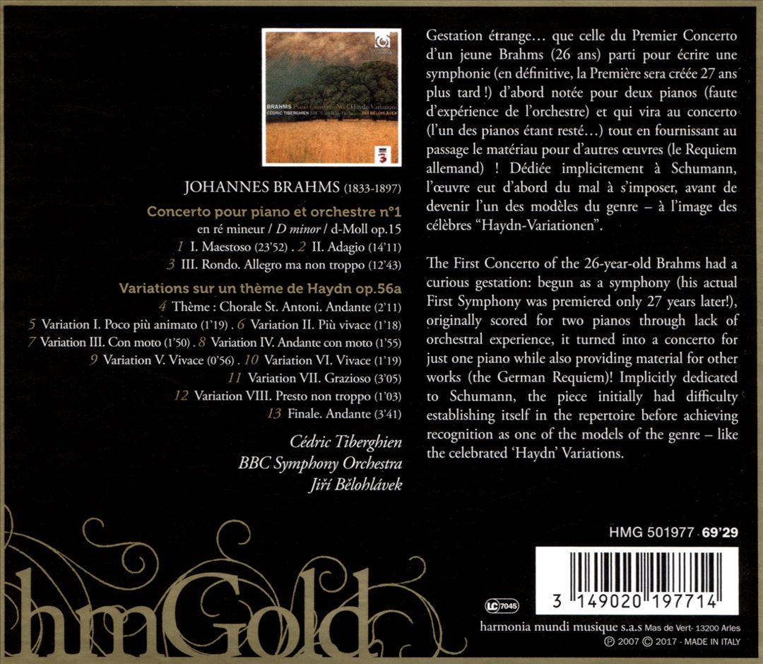 Brahms: Piano Concerto No. 1; Haydn Variations cover art