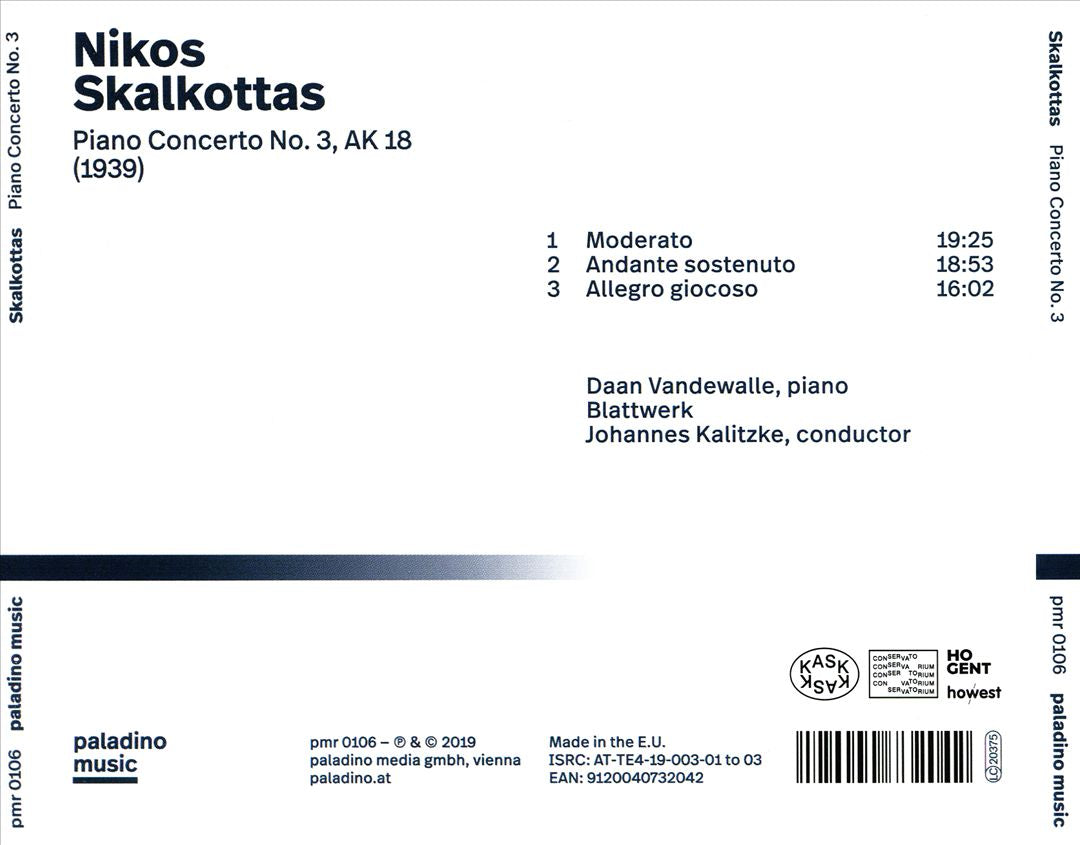 Nikos Skalkottas: Piano Concerto No. 3 cover art
