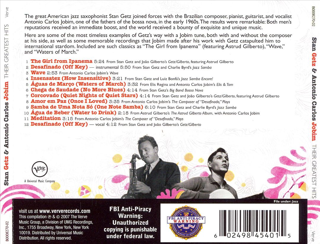 Stan Getz & Antonio Carlos Jobim: Their Greatest Hits cover art