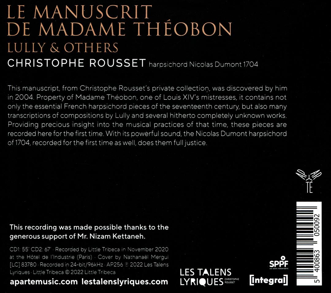 Manuscrit de Madame Théobon: Lully & Others cover art