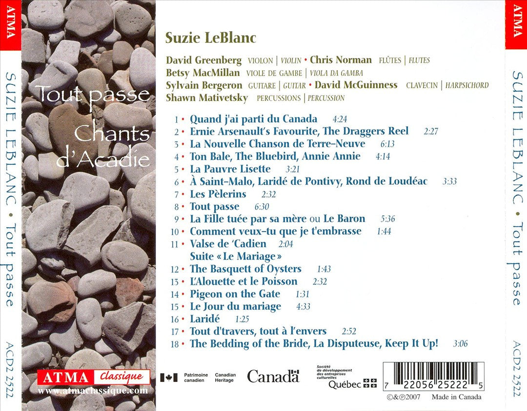Tout passe: Chants d'Acadie cover art