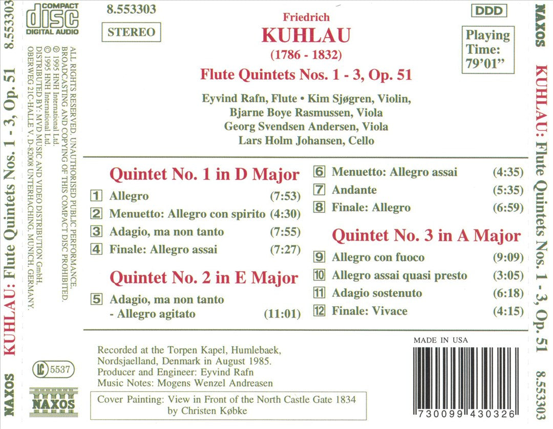 Kuhlau: Flute Quintets Nos. 1-3, Op. 51 cover art