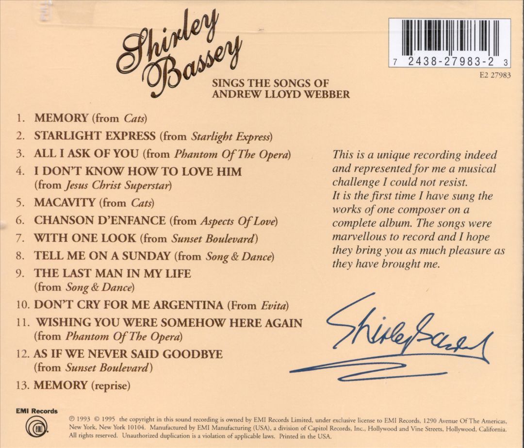 Sings the Songs of Andrew Lloyd Webber cover art