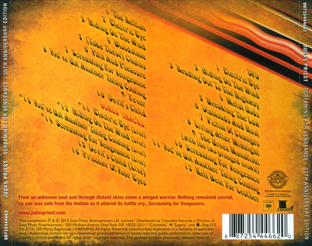 Screaming for Vengeance [Special 30th Anniversary Edition CD/DVD] cover art