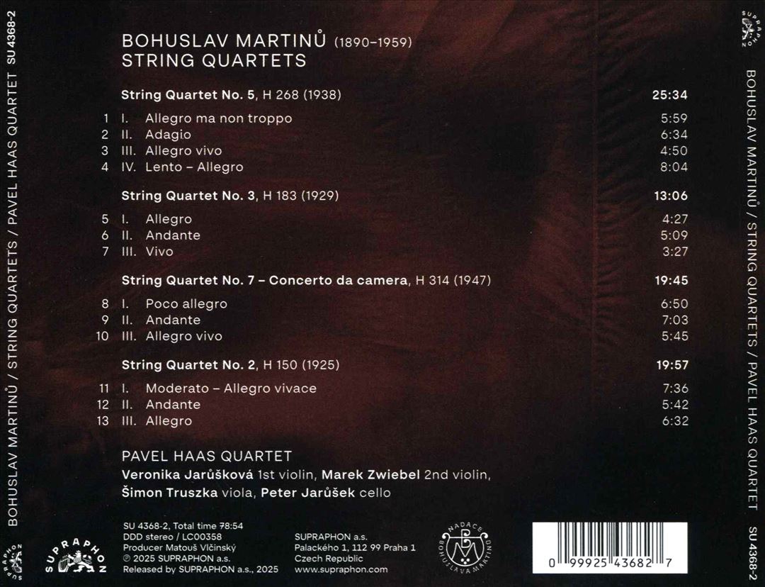 Martinu: String Quartets 2, 3, 5, 7 cover art
