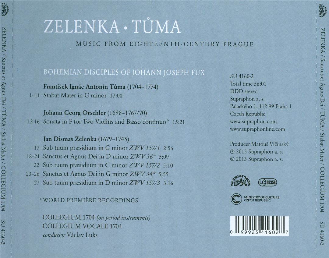 Music from Eighteenth Century Prague: Zelenka, Tuma cover art