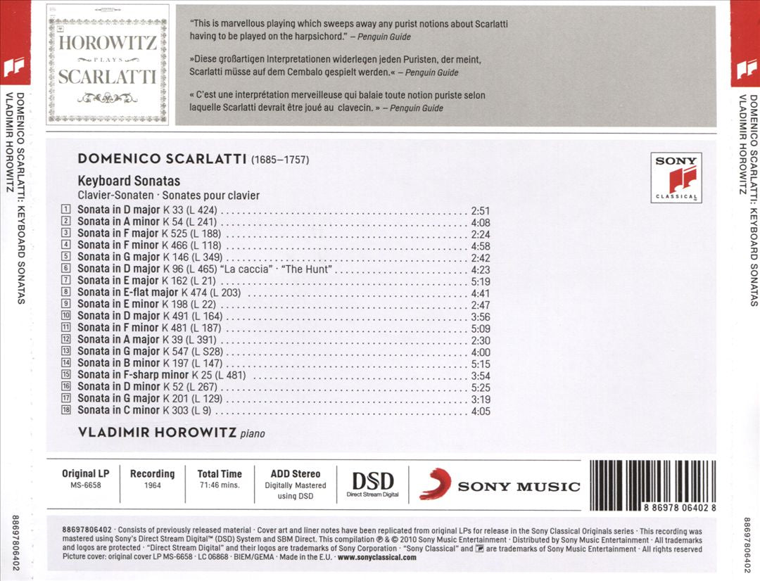 Horowitz Plays Scarlatti cover art