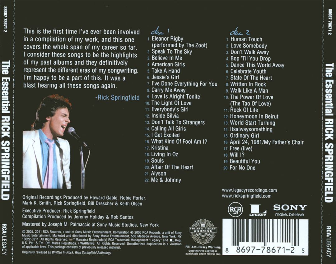 Essential Rick Springfield cover art
