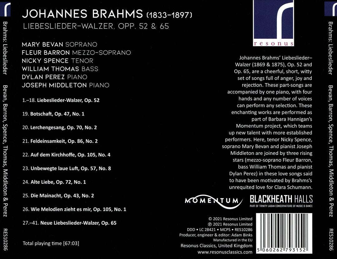 Brahms: Liebeslieder-Walzer, Opp. 52 & 65 cover art