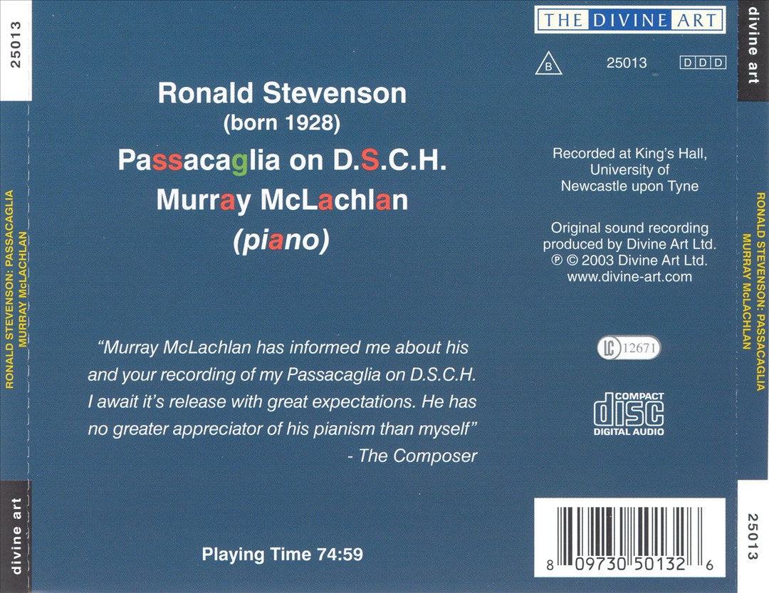 Ronald Stevenson: Passacaglia on D.S.C.H. cover art