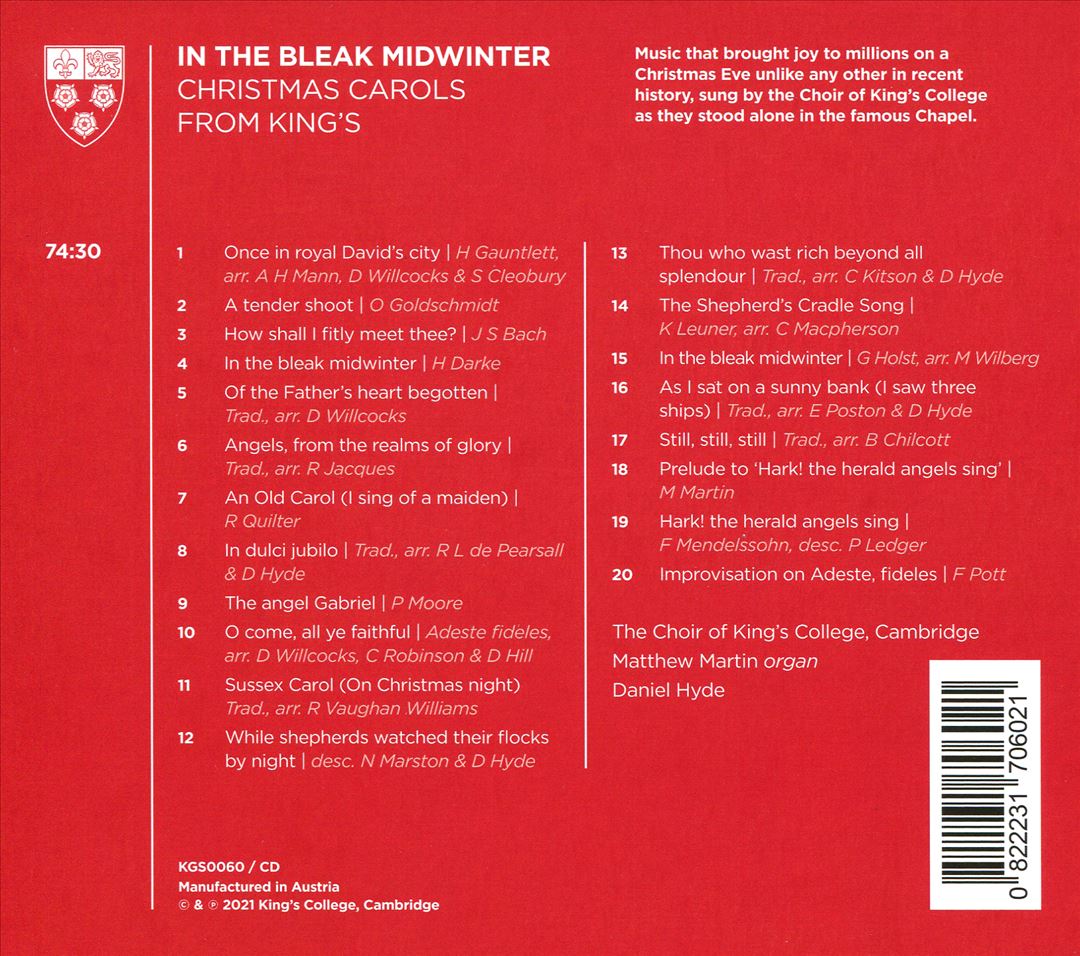 In the Bleak Midwinter: Christmas Carols from King's cover art
