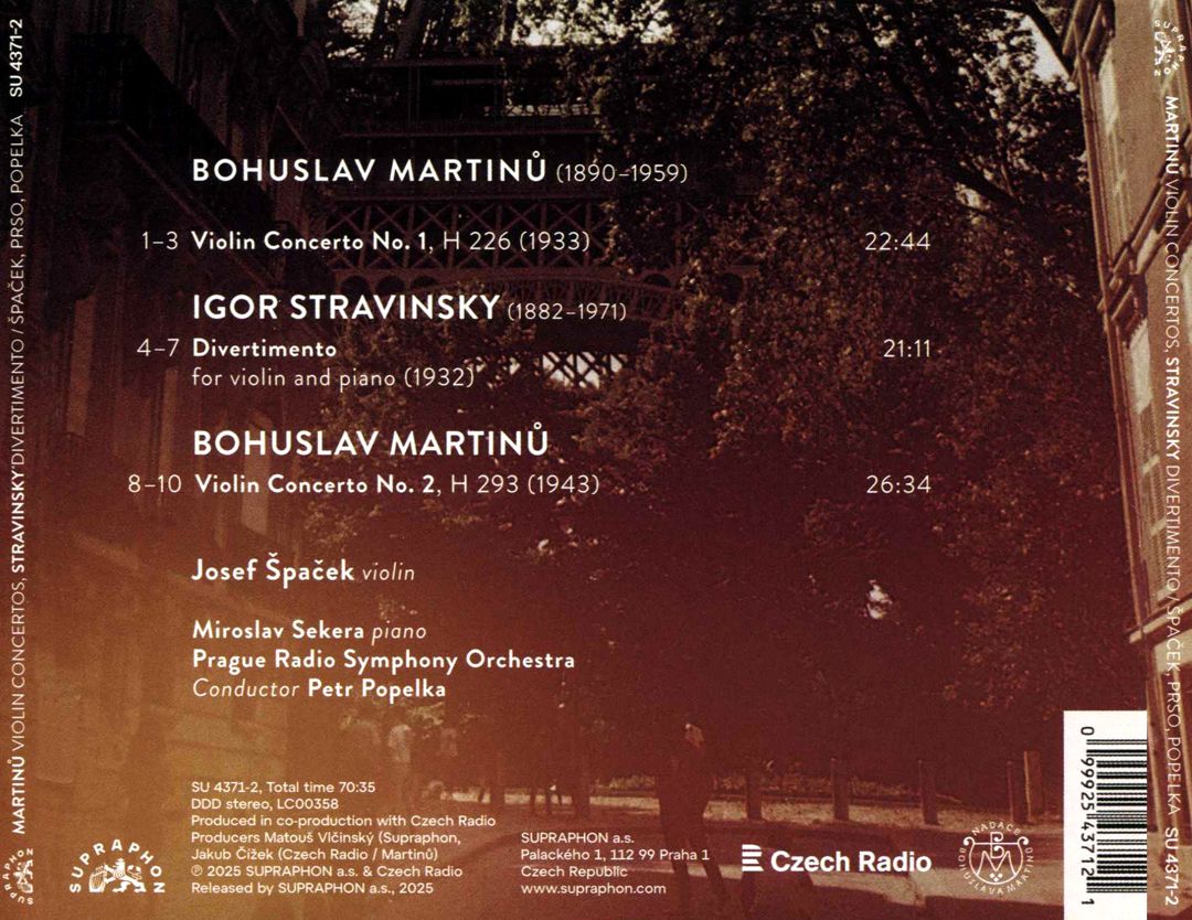 Martinu: Violin Concertos 1 & 2; Stravinsky: Divertimento cover art