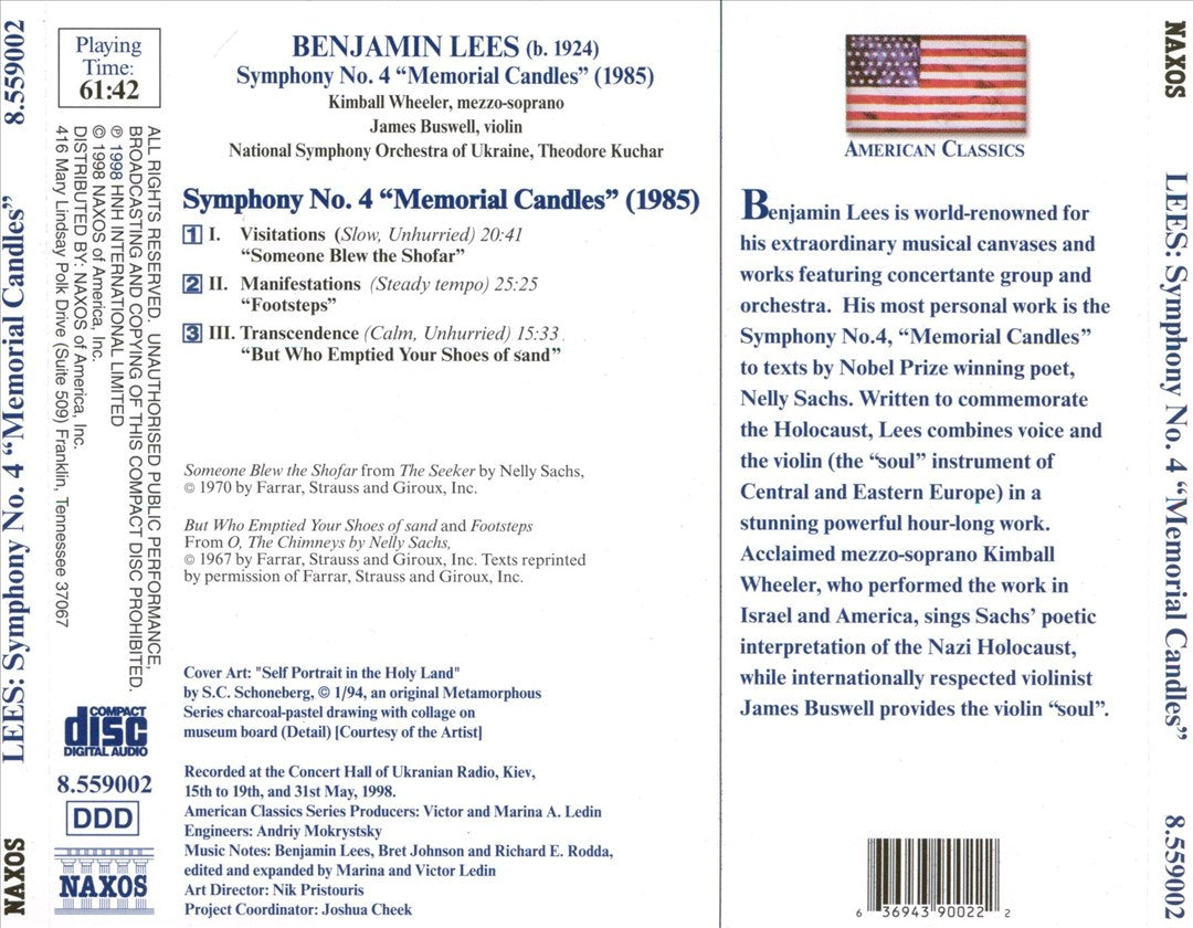 Benjamin Lees: Symphony No. 4 "Memorial Candles" cover art