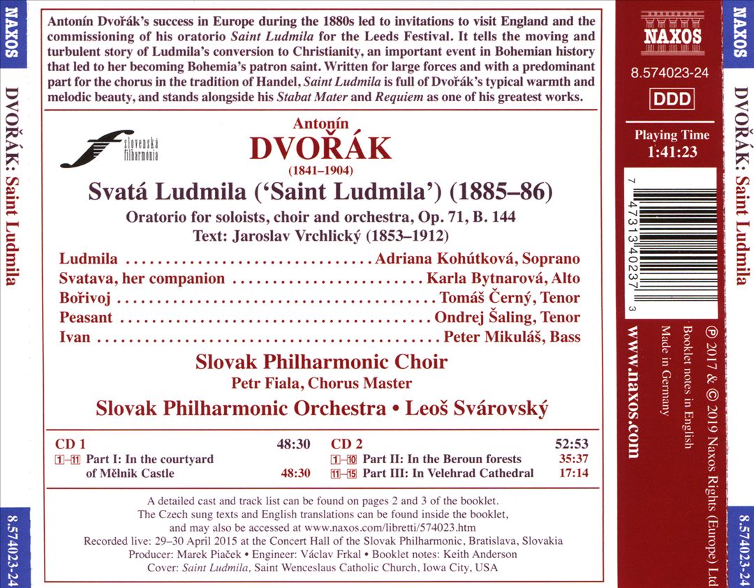 Dvorák: Saint Ludmila cover art