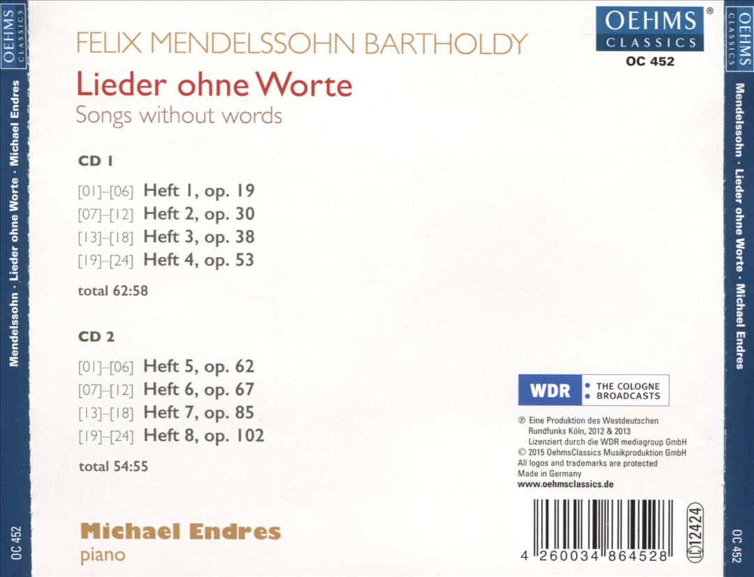 Felix Mendelssohn Bartholdy: Lieder ohne Worte cover art