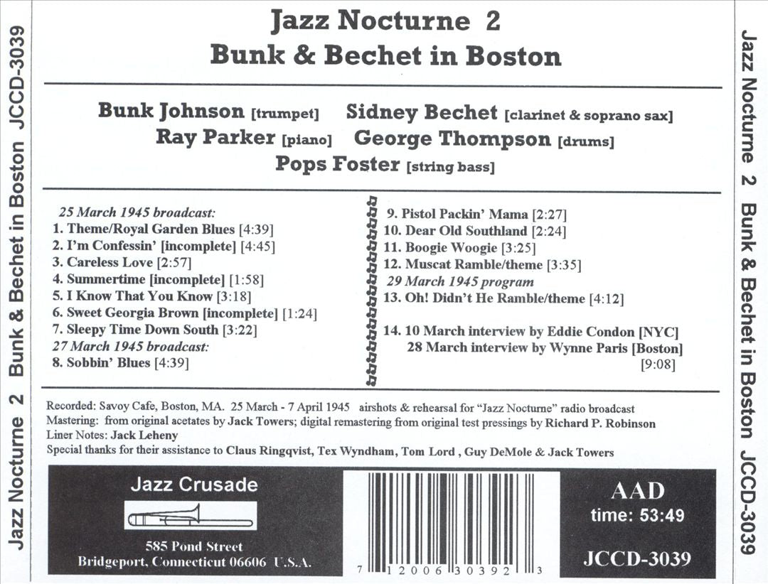 Jazz Nocturne, Vol. 2: Bunk & Bechet in Boston cover art