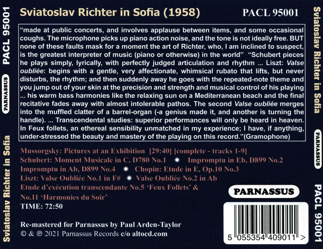 Sviatoslav Richter in Sofia: Mussorgsky, Schubert, Liszt, Chopin cover art