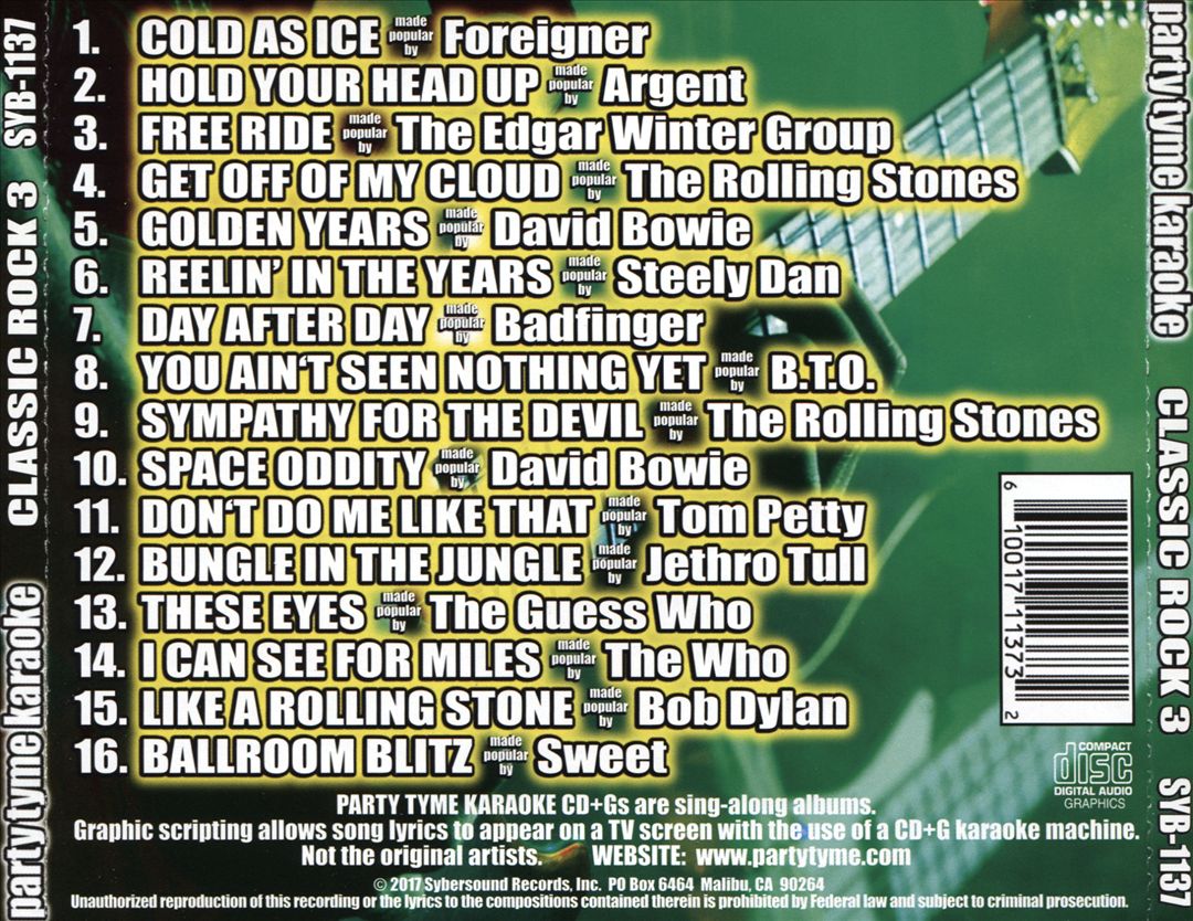 Party Tyme Karaoke: Classic Rock, Vol. 3 cover art