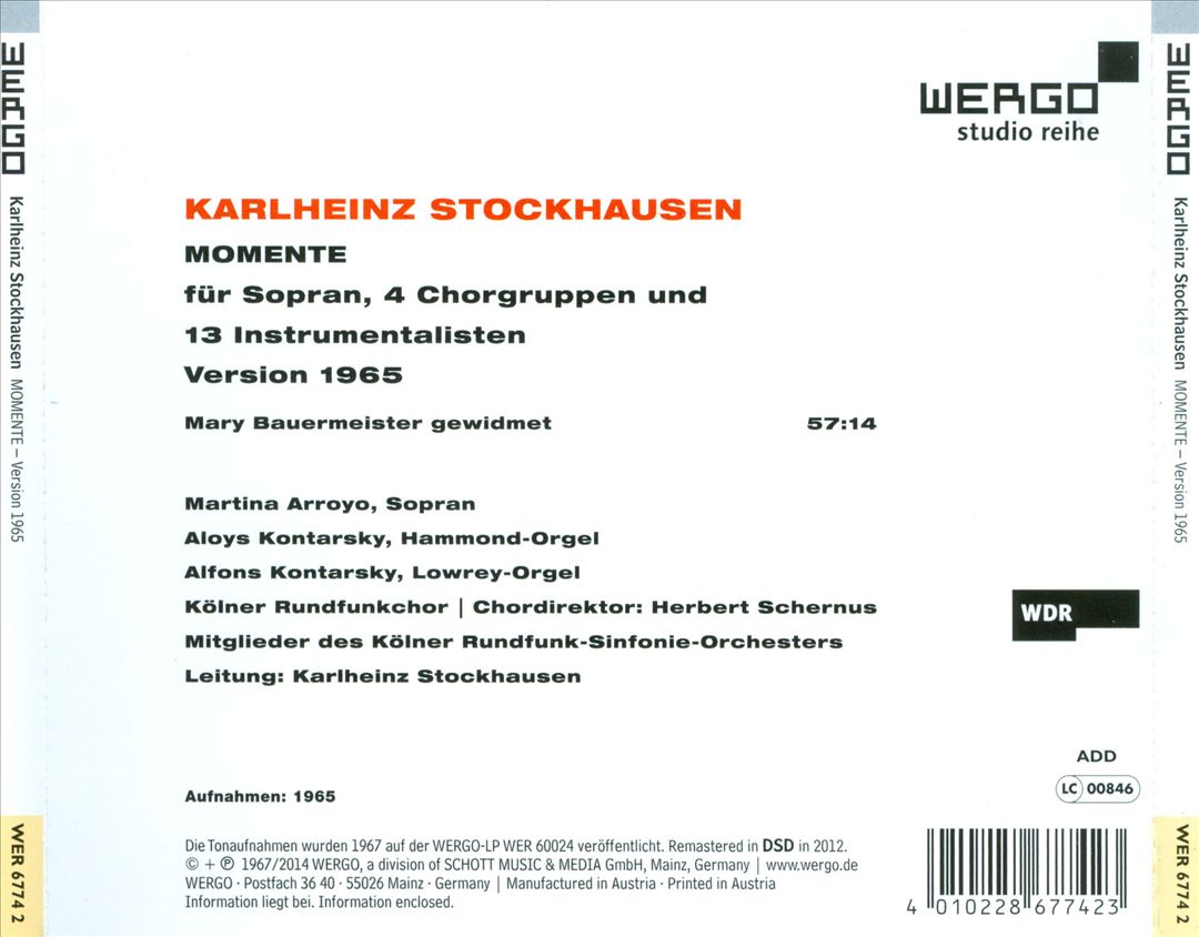 K. Stockhausen: Momente cover art