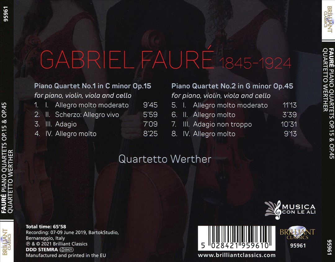 Fauré: Piano Quartets Op. 15 & Op. 45 cover art