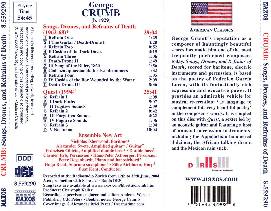 George Crumb: Songs, Drones, and Refrains of Death cover art