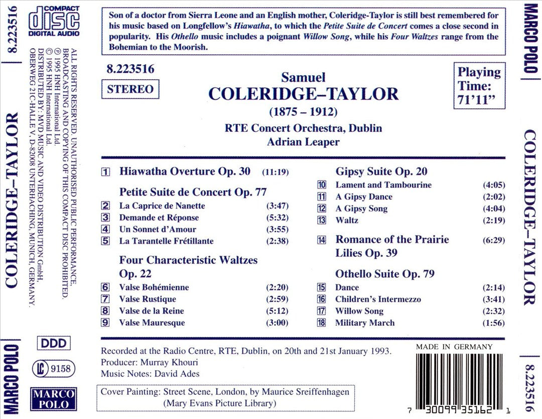Samuel Coleridge-Taylor: Hiawatha Overture; Petite Suite; Four Waltzes; Gipsy Suite; Romance; Othello Suite cover art