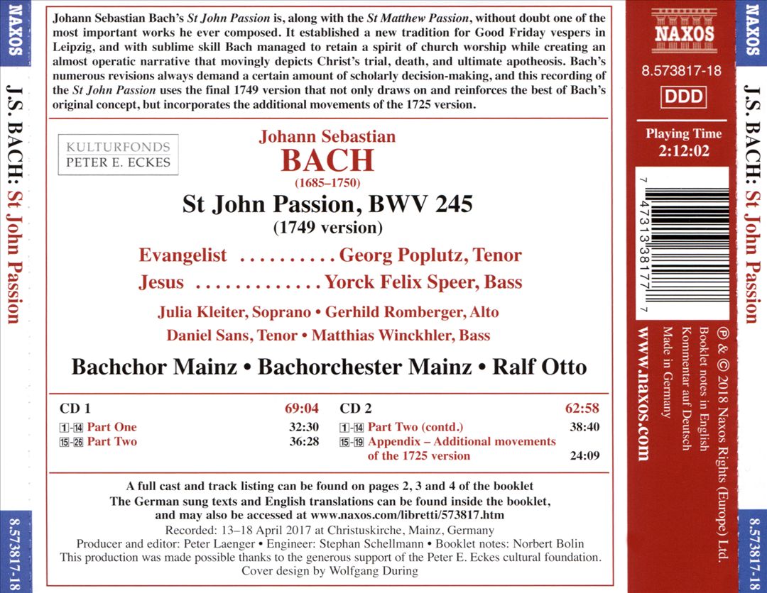 Johann Sebastian Bach: St. John Passion cover art
