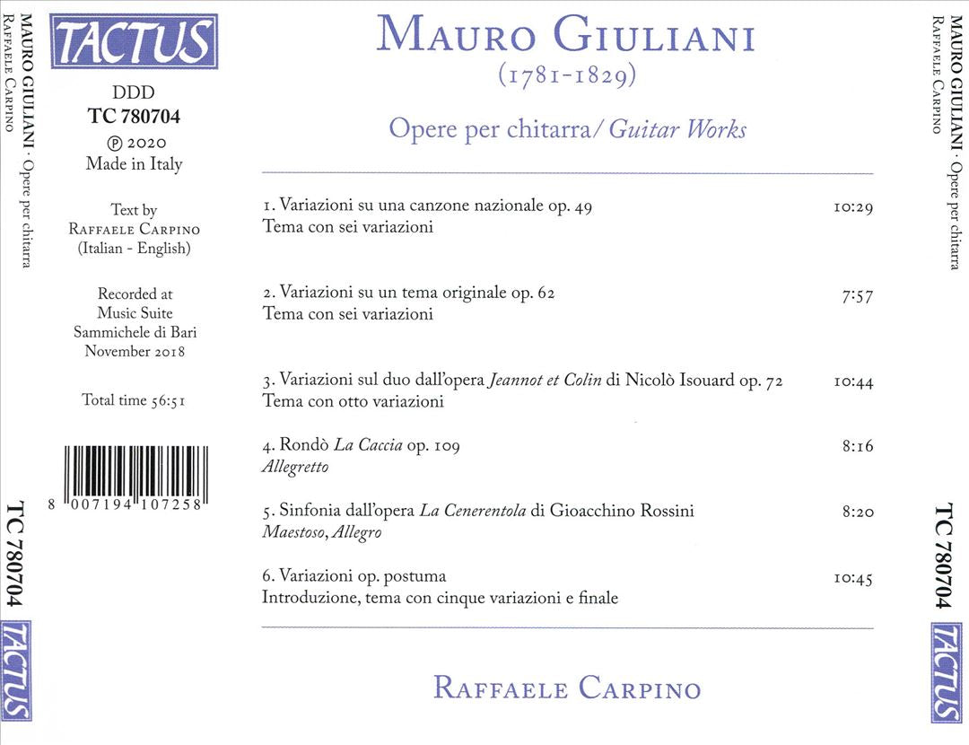Mauro Giuliani: Opere per Chitarra cover art