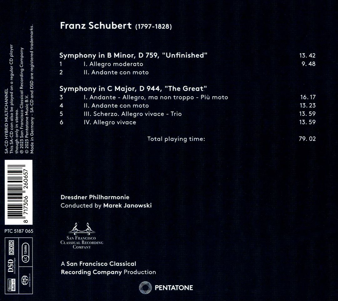 Schubert: Symphonies Unfinished & Great cover art