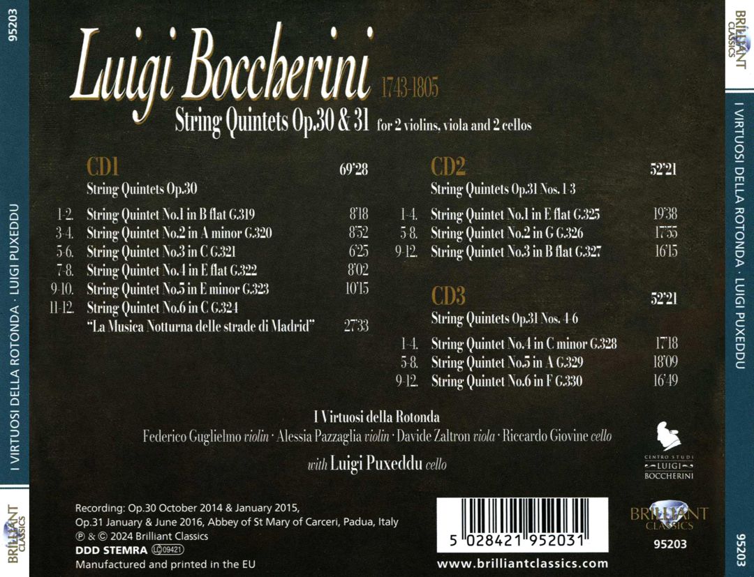 Boccherini: String Quintets Vol. XI - Quintets Op. 30 & 31 cover art
