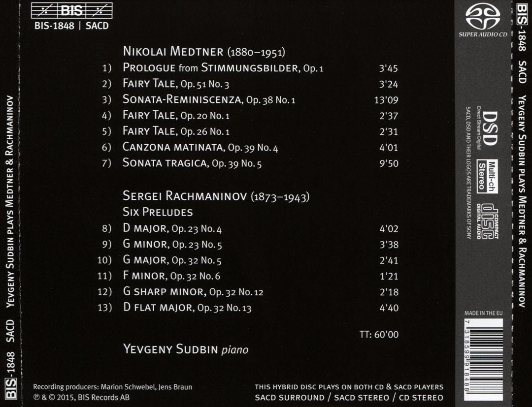 Yevgeny Sudbin plays Medtner & Rachmaninov cover art