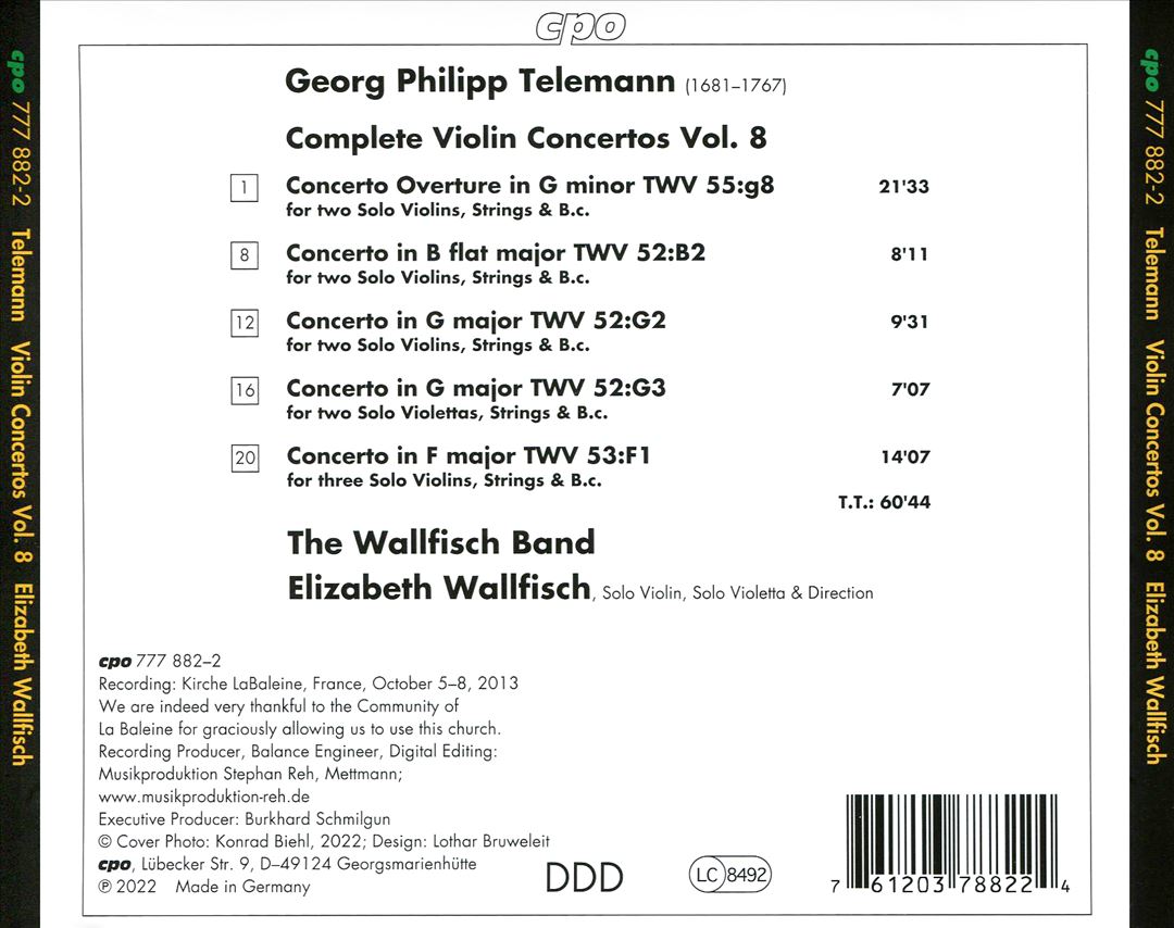 Georg Philipp Telemann: Complete Violin Concertos Vol. 8 cover art