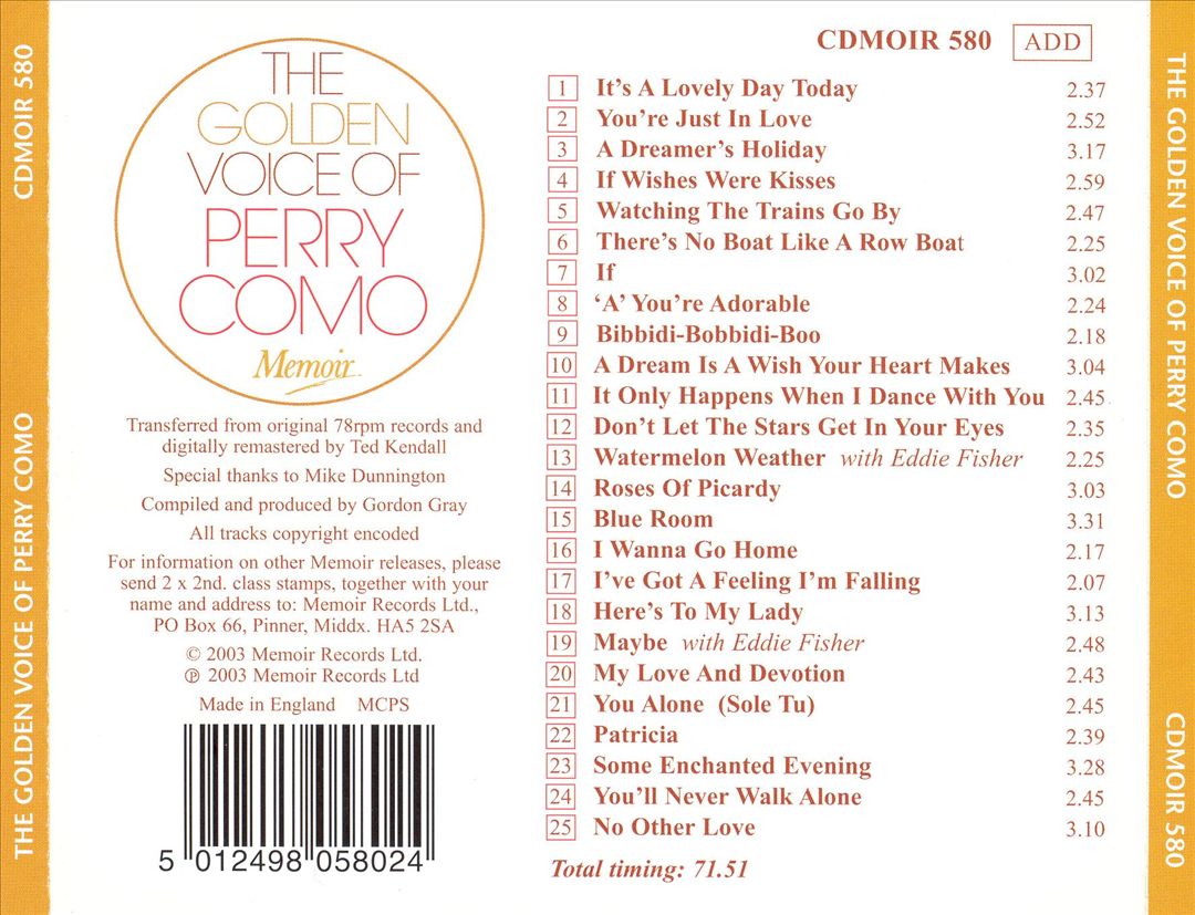 Golden Voice Of Perry Como cover art