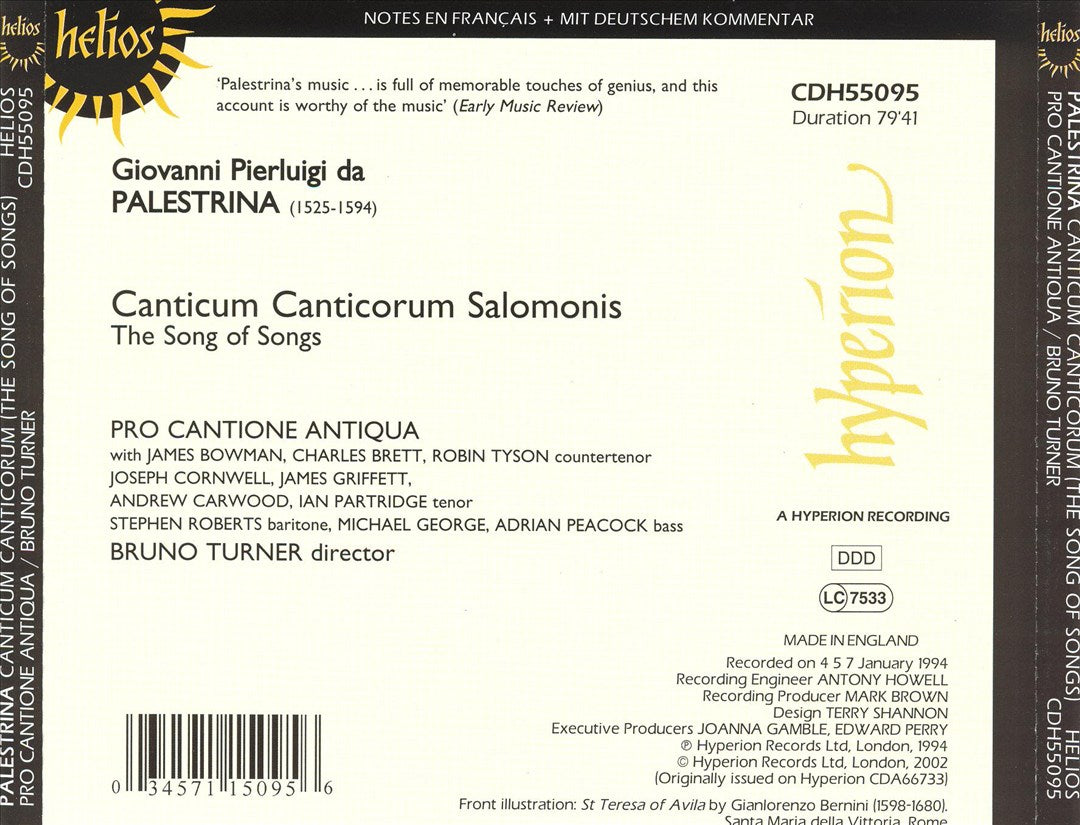 Palestrina: Canticum Canticorum Salomonis cover art