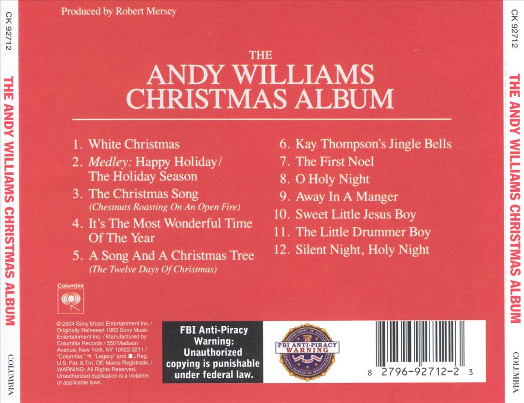 Andy Williams Christmas Album cover art