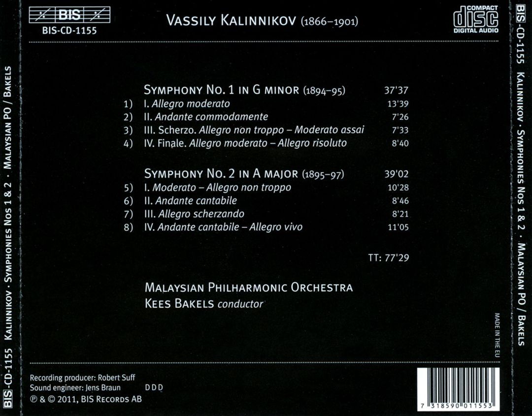 Kalinnikov: The Two Symphonies cover art
