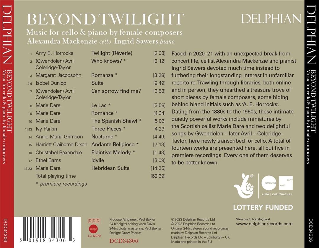 Beyond Twilight: Music for cello & piano by female composers cover art