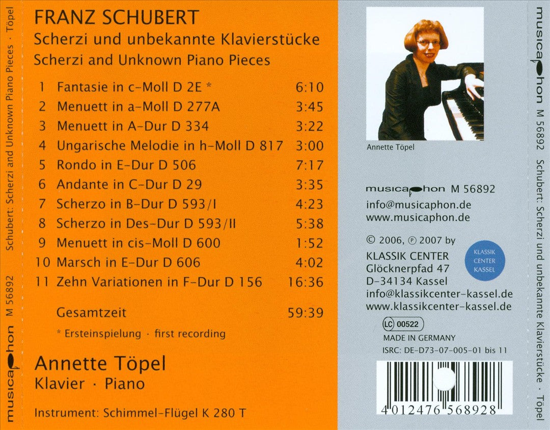 Schubert: Scherzi and Unknown Piano Pieces cover art