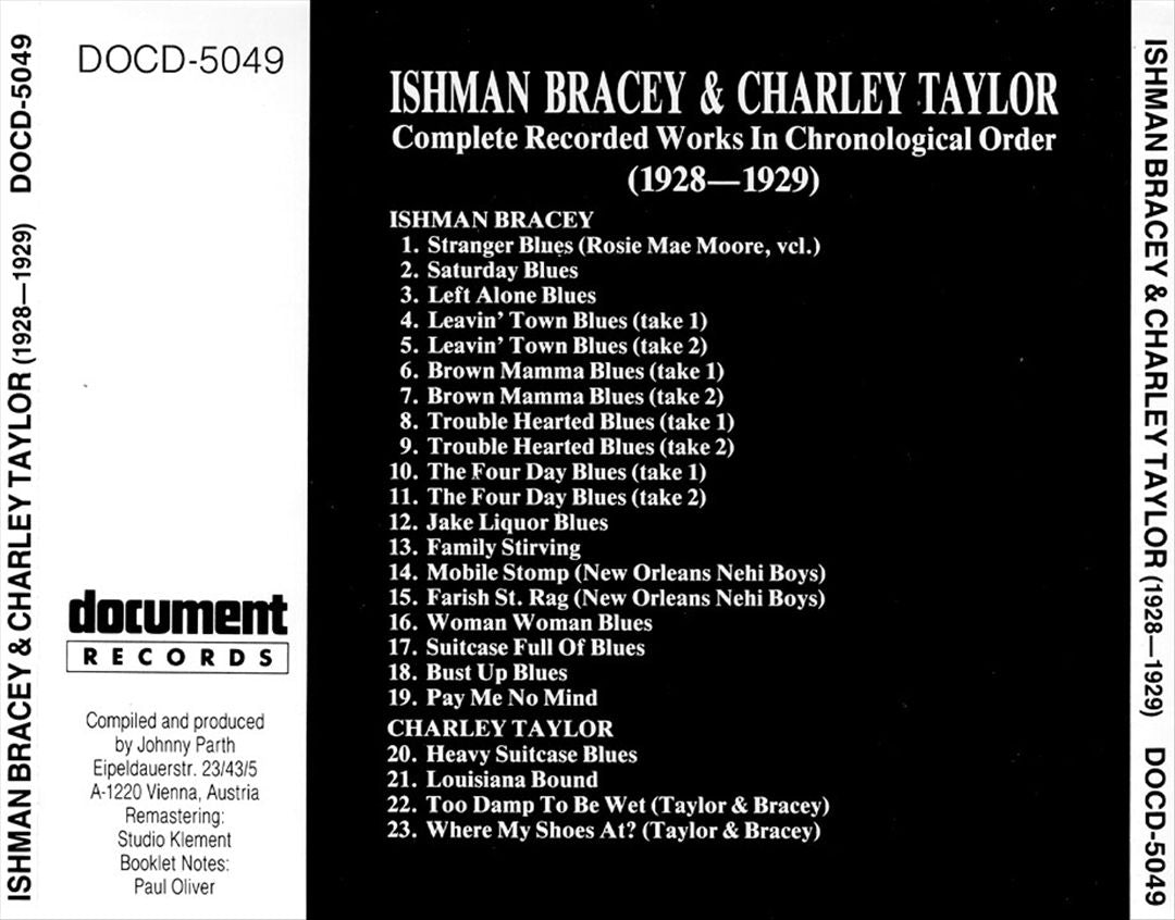 Ishman Bracey & Charley Taylor, 1928-1929 cover art