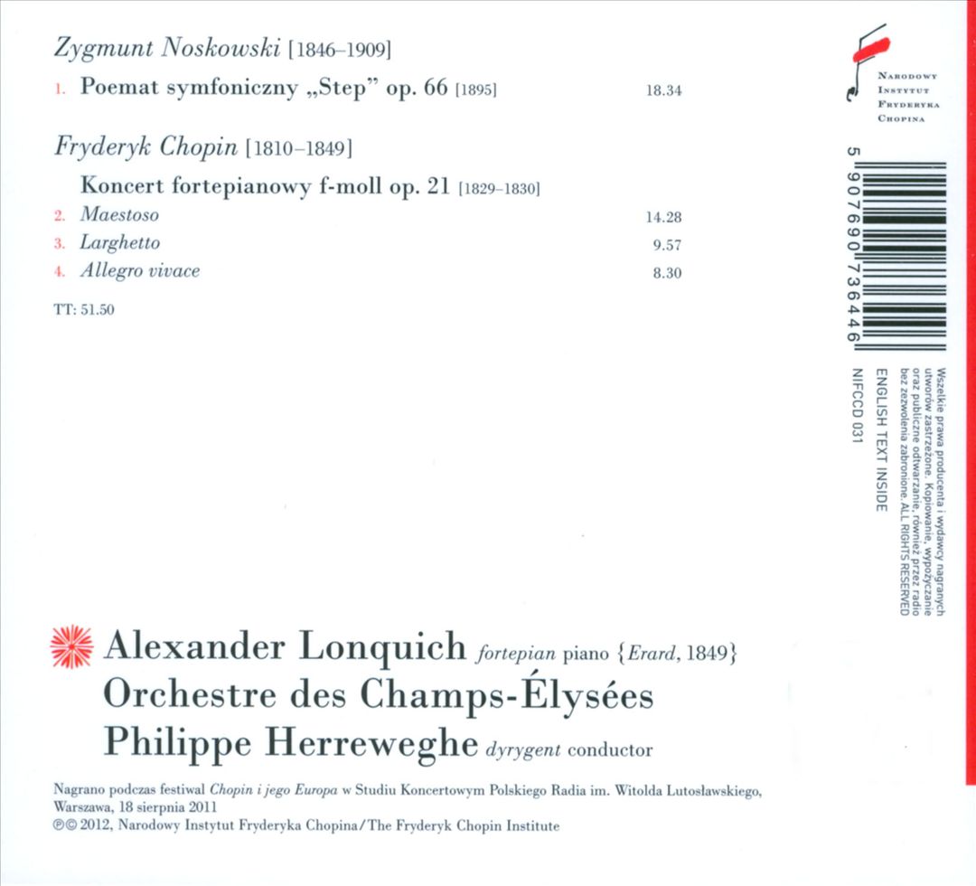 Zygmunt Noskowski: Poemat symfoniczny "Step"; Chopin: Konzert fortepianowy cover art