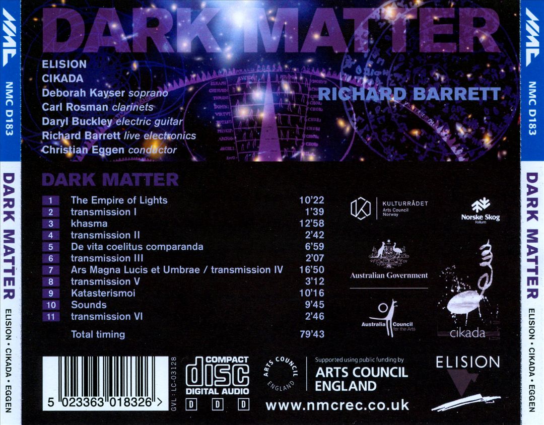Richard Barrett: Dark Matter cover art