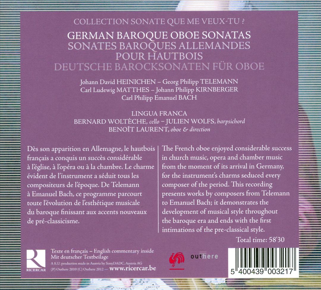 German Baroque Oboe Sonatas cover art