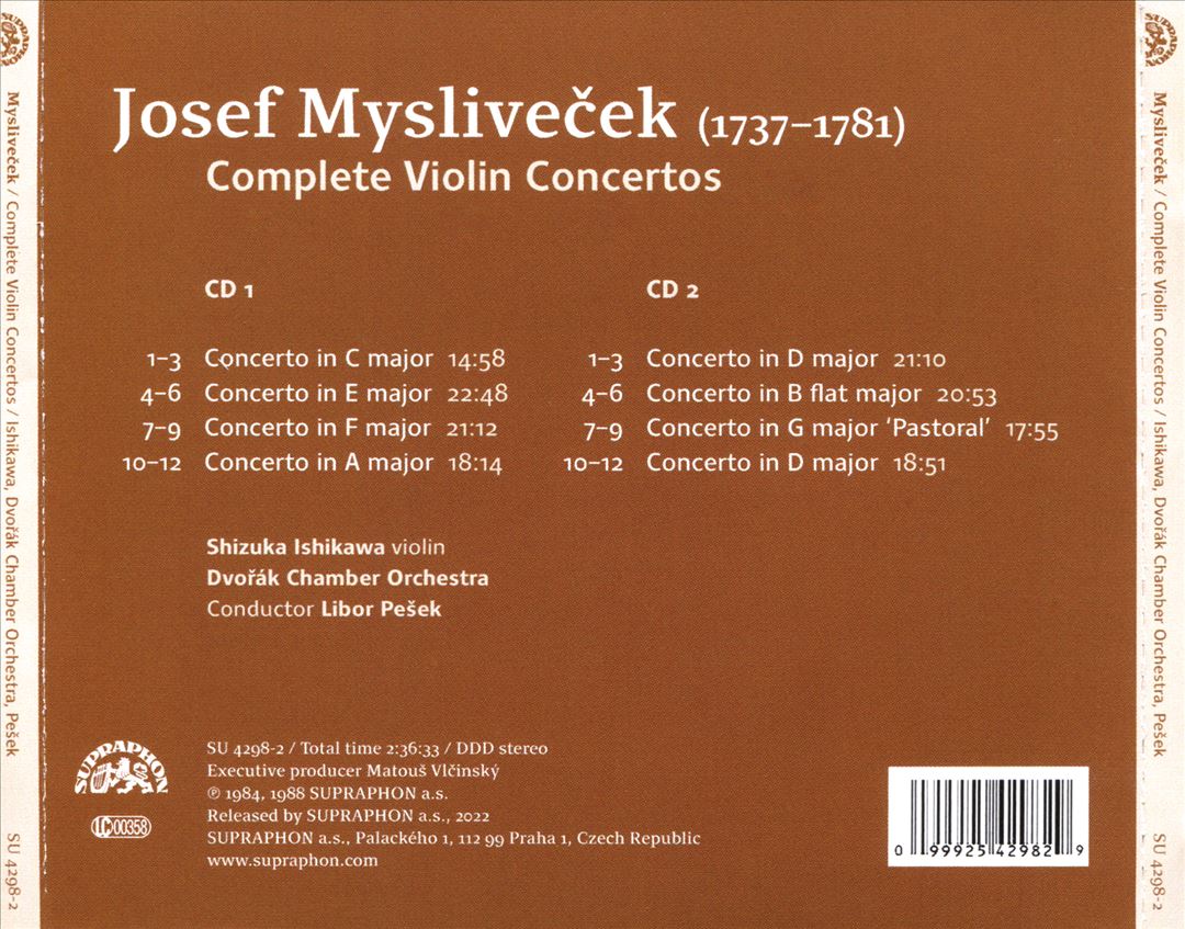 Myslivecek: Complete Violin Concertos cover art