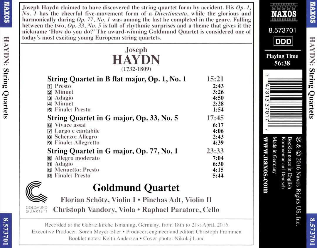 Haydn: String Quartets Opp. 1/1, 33/5, 77/1 cover art