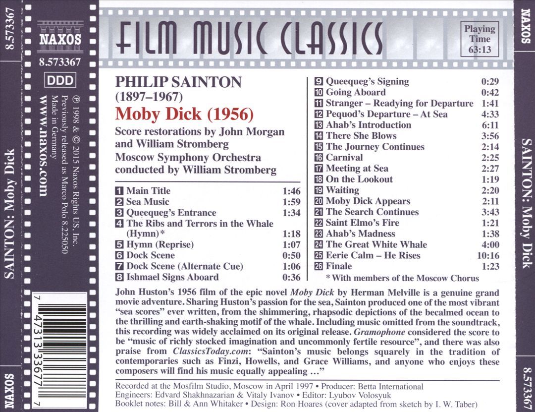 Philip Sainton: Moby Dick (Complete Film Score) cover art