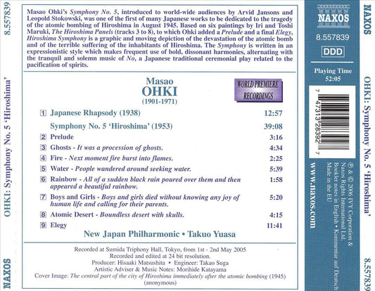 Masao Ohki: Symphony No. 5 'Hiroshima'; Japanese Rhapsody cover art